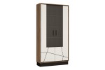 Witryna BROLO 2D - korpus: dąb catania-czarna perła, front: biały połysk
