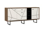 Komoda BROLO 3D-1S - korpus: dąb catania-czarna perła, front: biały połysk