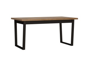 Stół rozkładany MWST04 - blat: dąb catania, nogi: czare, elementy oskrzyni: czarna perła