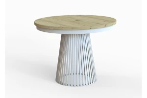 Stół okrągły rozkładany LAMELL 120-200 cm - noga: biała, blat: artisan