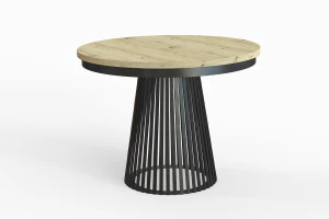 Stół okrągły rozkładany LAMELL 120-200 cm - noga: bczarna, blat: artisan