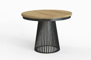 Stół okrągły rozkładany LAMELL 120-200 cm - noga: czarna, blat: hikora