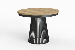 Stół okrągły rozkładany LAMELL 120-200 cm - noga: czarna, blat: kraft złoty