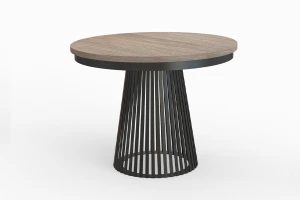 Stół okrągły rozkładany LAMELL 100-180 cm - noga: czarna, blat: orzech