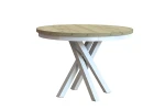 Stół okrągły rozkładany w stylu Loft KRYSS 100-140 cm - noga: biała, blat: artisan