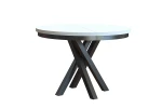 Stół okrągły rozkładany w stylu Loft KRYSS 100-140 cm - noga: czarna, blat: biały