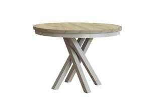 Stół okrągły rozkładany w stylu Loft KRYSS 100-140 cm - noga: kaszmir, blat: artisan