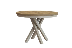Stół okrągły rozkładany w stylu Loft KRYSS 100-140 cm - noga: kaszmir, blat: hikora