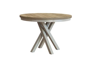 Stół okrągły rozkładany w stylu Loft KRYSS 100-140 cm - noga: kaszmir, blat: kraft złoty