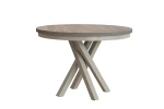 Stół okrągły rozkładany w stylu Loft KRYSS 100-140 cm - noga:kaszmir, blat: orzech
