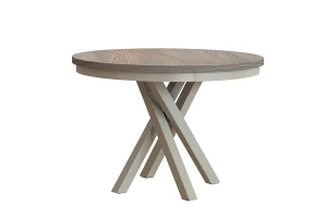 Stół okrągły rozkładany w stylu Loft KRYSS 100-140 cm - noga:kaszmir, blat: orzech