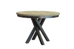 Stół okrągły rozkładany w stylu Loft KRYSS 90-130 cm - noga: czarna, blat: artisan