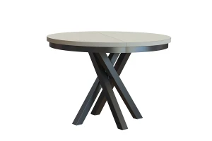 Stół okrągły rozkładany w stylu Loft KRYSS 90-130 cm - noga: czarna, blat: kaszmir