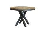 Stół okrągły rozkładany w stylu Loft KRYSS 90-130 cm - noga: czarna, blat: kraft złoty