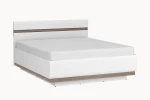 Łóżko dwuosobowe ze stelażem 140x200 cm LINETE 97 - biały połysk-biały alpejski-dąb truflowy