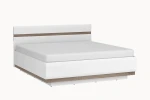 Łóżko dwuosobowe ze stelażem 160x200 cm LINETE 94 - biały połysk-biały alpejski-dąb truflowy