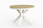 Stół okrągły rozkładany w stylu Loft BELLAGIO 100-180 cm - noga: biała, blat: artisan