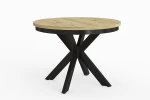 Stół okrągły rozkładany w stylu Loft BELLAGIO 100-180 cm - noga: czarna, blat: artisan