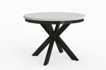 Stół okrągły rozkładany w stylu Loft BELLAGIO 100-180 cm - noga: czarna, blat: biały