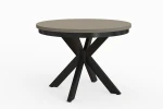 Stół okrągły rozkładany w stylu Loft BELLAGIO 100-180 cm - noga: czarna, blat: kaszmir