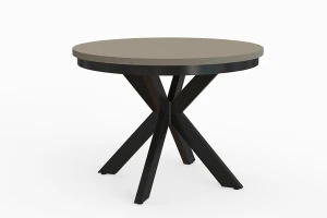 Stół okrągły rozkładany w stylu Loft BELLAGIO 100-180 cm - noga: czarna, blat: kaszmir
