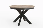 Stół okrągły rozkładany w stylu Loft BELLAGIO 100-180 cm - noga: czarna, blat: orzech