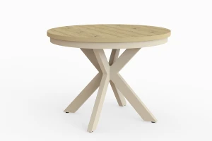 Stół okrągły rozkładany w stylu Loft BELLAGIO 100-180 cm - noga: kaszmir, blat: artisan