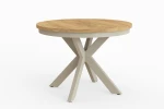 Stół okrągły rozkładany w stylu Loft BELLAGIO 100-180 cm - noga: kaszmir, blat: hikora