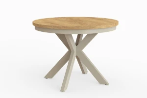 Stół okrągły rozkładany w stylu Loft BELLAGIO 100-180 cm - noga: kaszmir, blat: hikora