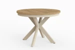 Stół okrągły rozkładany w stylu Loft BELLAGIO 100-180 cm - noga: kaszmir, blat: kraft złoty