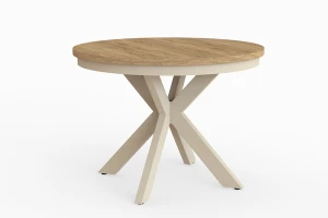 Stół okrągły rozkładany w stylu Loft BELLAGIO 100-180 cm - noga: kaszmir, blat: kraft złoty