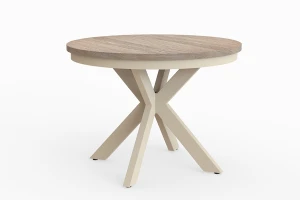 Stół okrągły rozkładany w stylu Loft BELLAGIO 100-180 cm - noga: kaszmir, blat: orzech