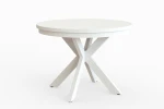 Stół okrągły rozkładany w stylu Loft BELLAGIO 120-200 cm - noga: biała, blat: biały