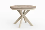 Stół okrągły rozkładany w stylu Loft BELLAGIO 120-200 cm - noga: kaszmir, blat: orzech