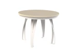 Stół okrągły rozkładany w stylu Loft LUNGO 100-180 cm - noga: biała, blat: kaszmir