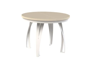 Stół okrągły rozkładany w stylu Loft LUNGO 100-180 cm - noga: biała, blat: kaszmir