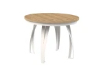 Stół okrągły rozkładany w stylu Loft LUNGO 100-180 cm - noga: biała, blat: kraft złoty