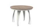 Stół okrągły rozkładany w stylu Loft LUNGO 100-180 cm - noga: biała, blat: orzech