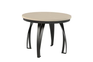 Stół okrągły rozkładany w stylu Loft LUNGO 120-200 cm - noga: czarna, blat: kaszmir