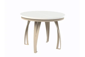 Stół okrągły rozkładany w stylu Loft LUNGO 120-200 cm - noga: kaszmir, blat: biały