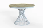 Stół okrągły rozkładany w stylu Loft LUCCA 100-140 cm - noga: biała, blat: artisan
