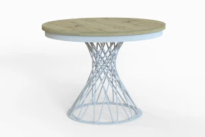 Stół okrągły rozkładany w stylu Loft LUCCA 100-140 cm - noga: biała, blat: artisan