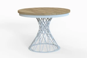 Stół okrągły rozkładany w stylu Loft LUCCA 100-140 cm - noga: biała, blat: kraft złoty