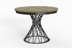 Stół okrągły rozkładany w stylu Loft LUCCA 100-140 cm - noga: czarna, blat: artisan