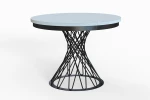 Stół okrągły rozkładany w stylu Loft LUCCA 100-140 cm - noga: czarna, blat: biały