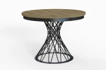Stół okrągły rozkładany w stylu Loft LUCCA 100-140 cm - noga: czarna, blat: hikora