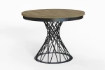 Stół okrągły rozkładany w stylu Loft LUCCA 100-140 cm - noga: czarna, blat: kraft złoty