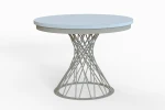 Stół okrągły rozkładany w stylu Loft LUCCA 100-140 cm - noga: kaszmir, blat: biały
