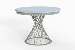 Stół okrągły rozkładany w stylu Loft LUCCA 100-140 cm - noga: kaszmir, blat: biały
