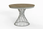 Stół okrągły rozkładany w stylu Loft LUCCA 100-140 cm - noga: kaszmir, blat: kraft złoty